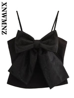 Load image into Gallery viewer, XNWMNZ 2024 Autumn New Woman Chic Sleeveless Vest Halter Top Party Female Black Crop Top Shoulder Gilet Slim Waistcoat
